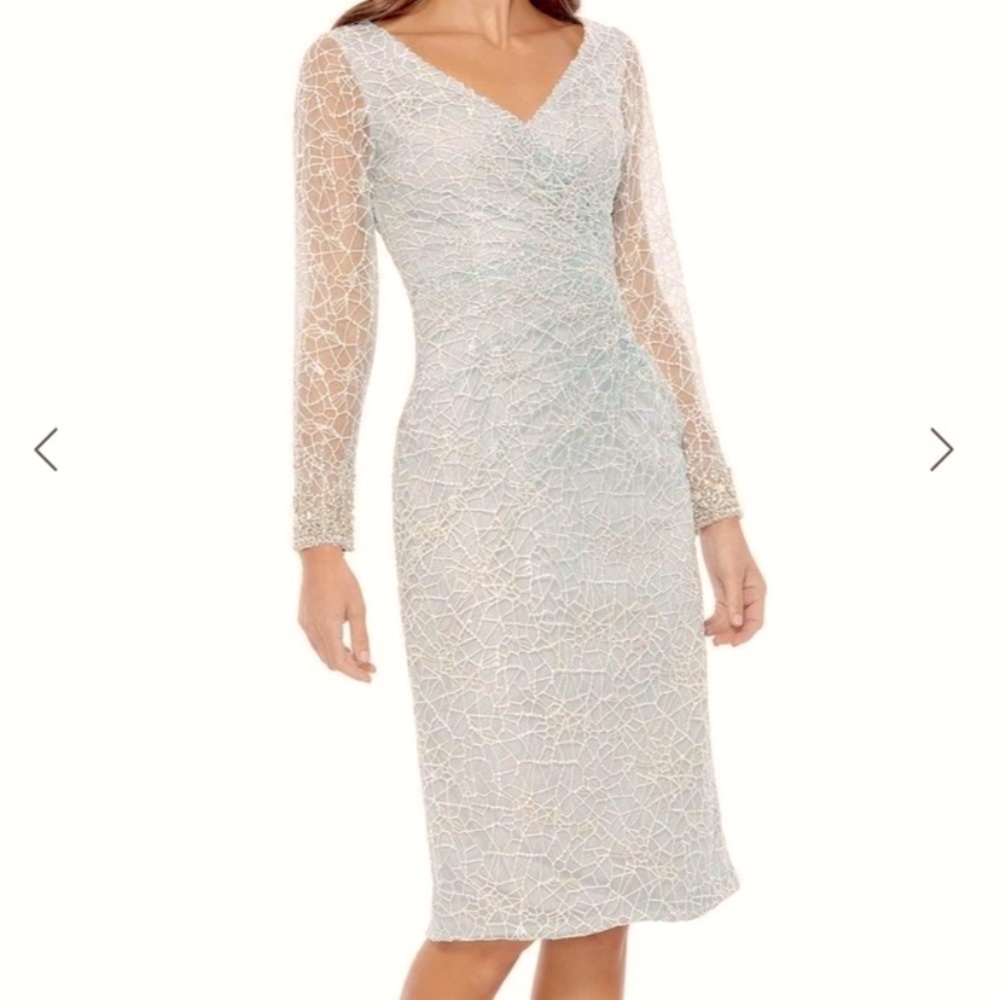NWOT Mac Duggal illusion sleeve cocktail dress